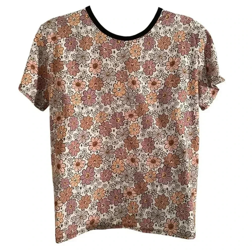 Wild Rich Kids T-Shirt Adult Size XL flower jack-o-lantern pumpkin print